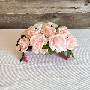 Vintage 1960s Ladies Headpiece Pink Silk Roses